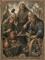 Goibniu, Credne, and Luchta, plate