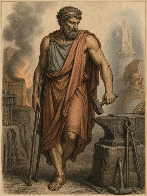 Hephaestus, plate